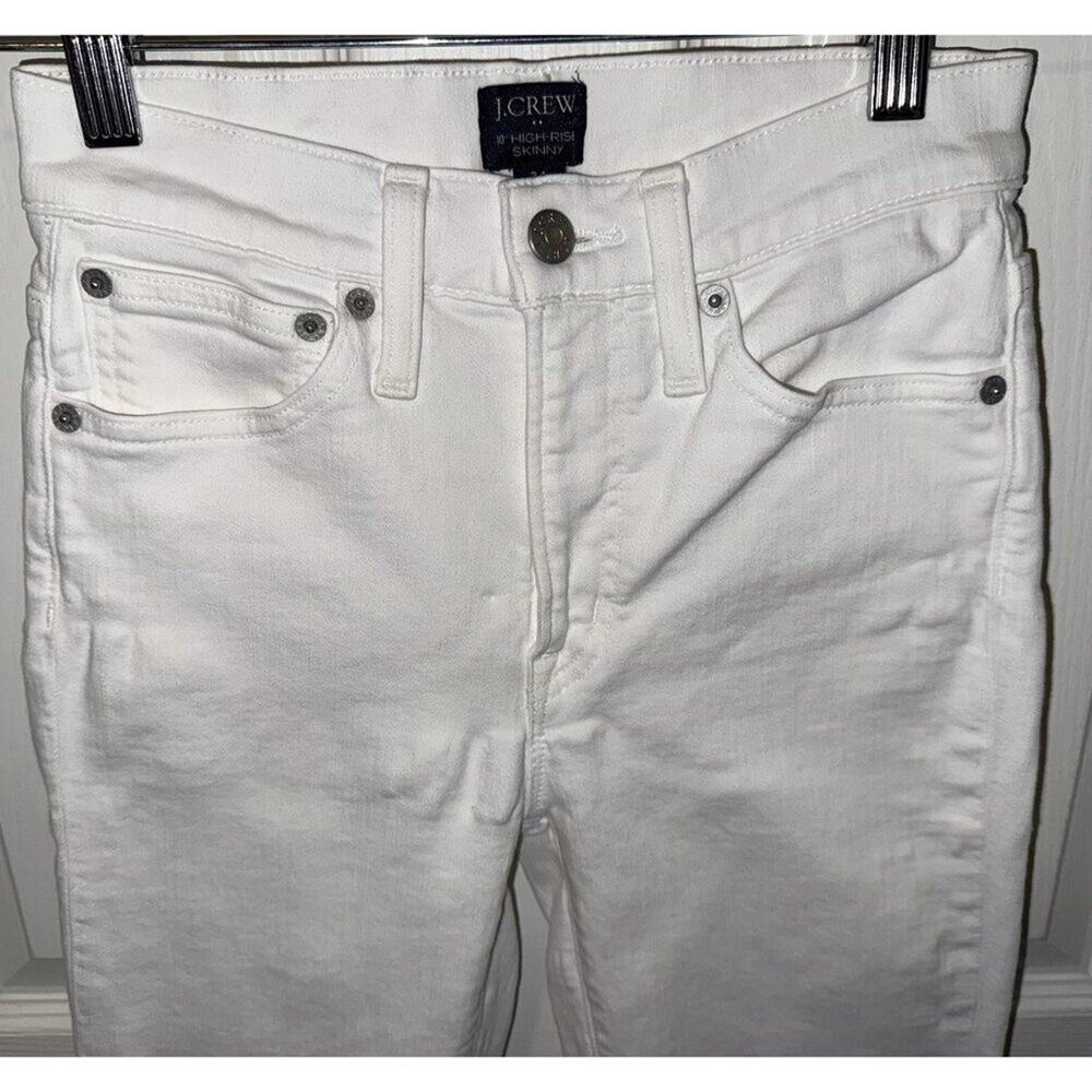 J. Crew Women Size 24 White High Rise Skinny Stretch Jeans